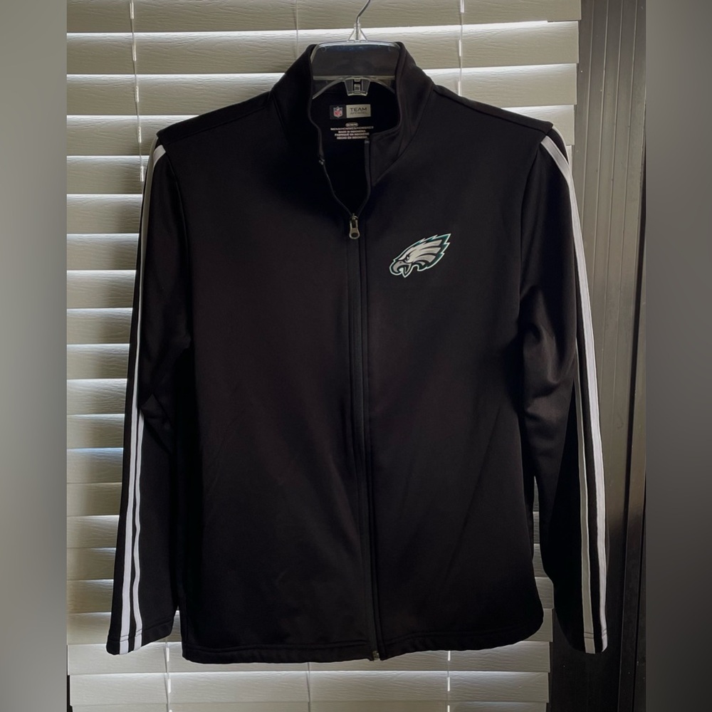 NFL Black Lightweight Full-Zip Jacket with White Sleeve Stripes